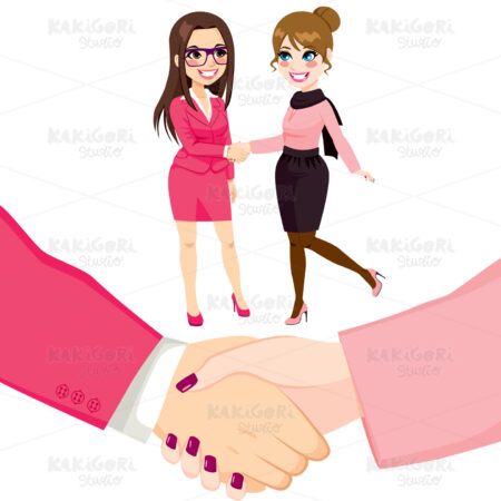 Businesswomen People Shaking Hands Clipart Vector Illustration 02464