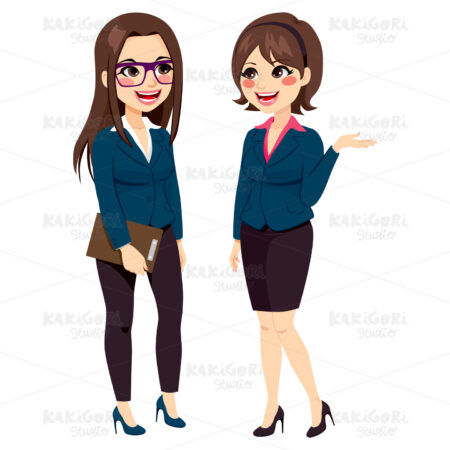 Businesswomen Standing Talking Clipart Vector Illustration 02743
