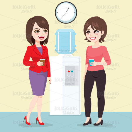 Businesswomen Water Cooler Clipart Vector Illustration 04689