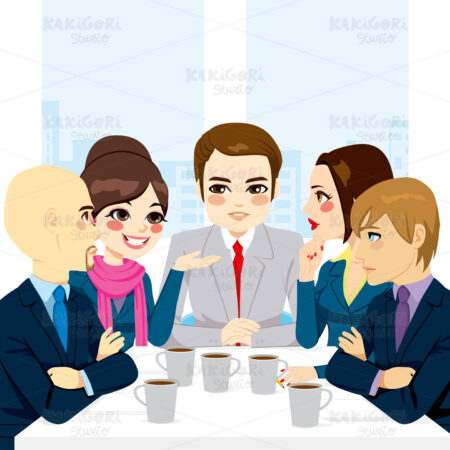 Bussiness Team Discussing Clipart Vector Illustration 01331