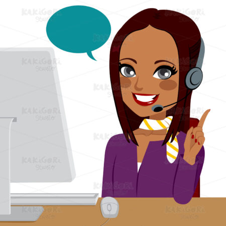 Call Center Indian Woman Clipart Vector Illustration 02591