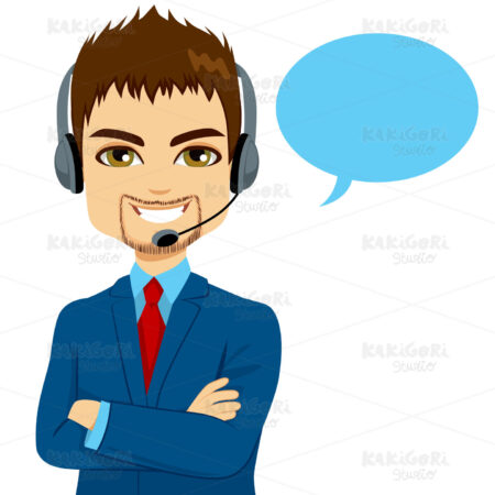 Call Center Operator Man Clipart Vector Illustration 02600