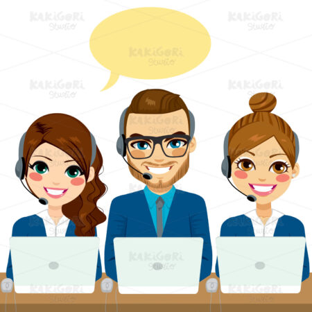 Call Center Operators Clipart Vector Illustration 02594
