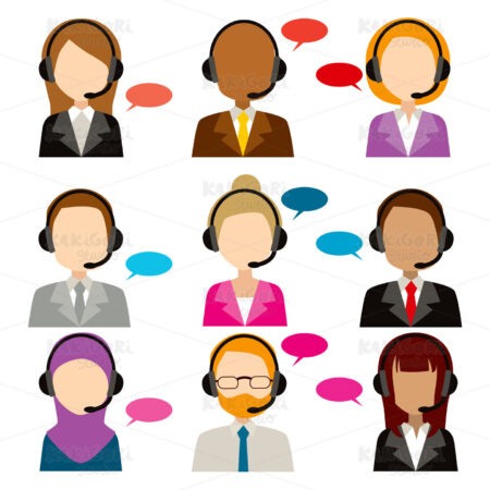 Call Center Service Diversity Icons Clipart Vector Illustration 02212