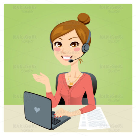Call Center Woman Clipart Vector Illustration 00703