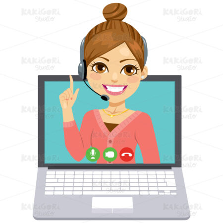 Call Center Woman Online Clipart Vector Illustration 04726