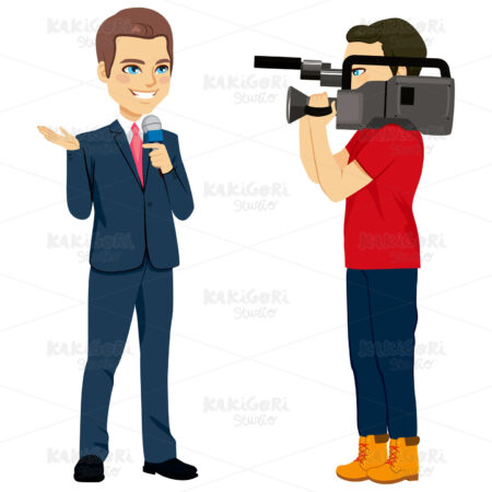Cameraman And Reporter Clipart Vector Illustration 02705