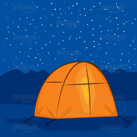 Camping Tent Night Clipart Vector Illustration 02385