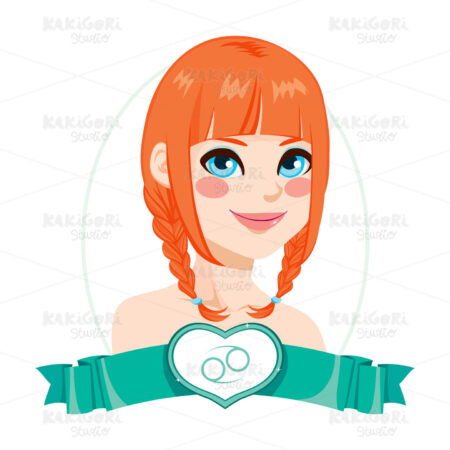 Cancer Zodiac Sign Girl Clipart Vector Illustration 01929
