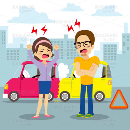 Car Accident Argument Clipart Vector Illustration 03020