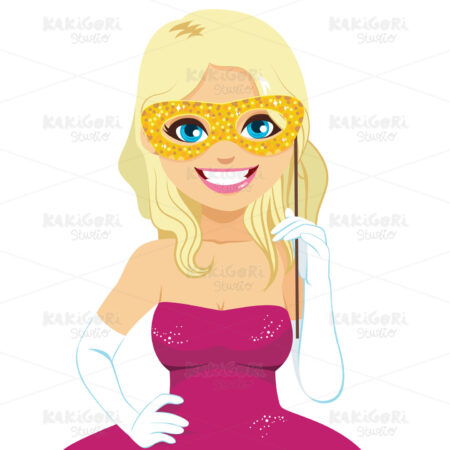 Carnival Mask Blonde Woman Clipart Vector Illustration 03266