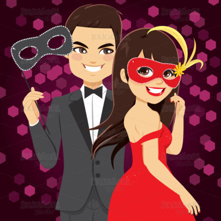 Carnival Mask Couple Clipart Vector Illustration 03259