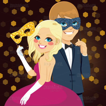 Carnival Mask Couple Clipart Vector Illustration 03292