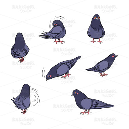 Cartoon Pigeon Actions Clipart Vector Illustration 01894