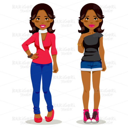 Casual Black Girl Clipart Vector Illustration 00646