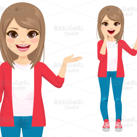 Casual Fashion Teenager Girl Clipart Vector Illustration 04859