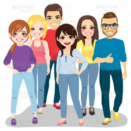Casual Group Standing Clipart Vector Illustration 04320