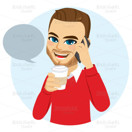 Casual Phone Man Clipart Vector Illustration 03809