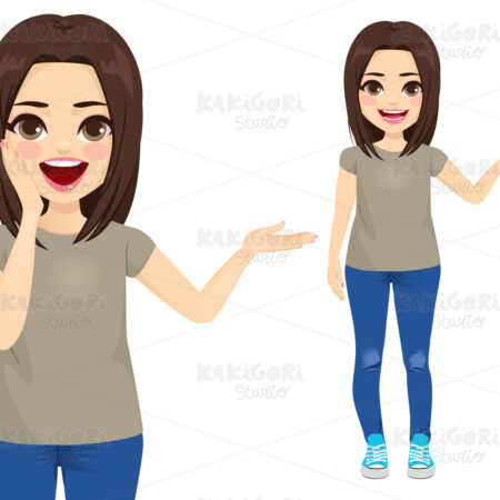 Casual Teenager Woman Clipart Vector Illustration 04821