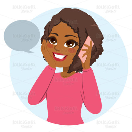 Casual Woman Phone Clipart Vector Illustration 03810