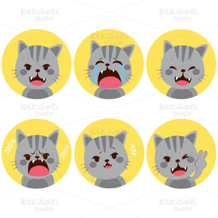Cat Expressions Clipart Vector Illustration 03279