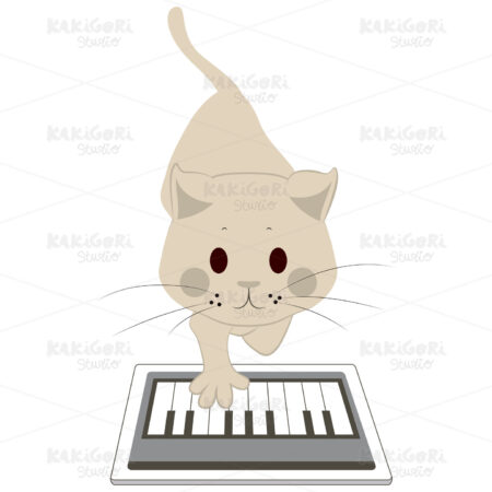 Cat Touching Screen Tablet Clipart Vector Illustration 02259