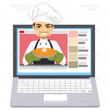 Chef Cake Video Blogger Clipart Vector Illustration 04470