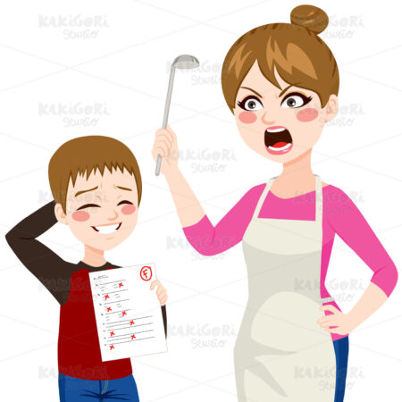 Child Showing Bad Grades Clipart Vector Illustration 02230