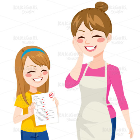 Child Showing Good Grades Clipart Vector Illustration 02229