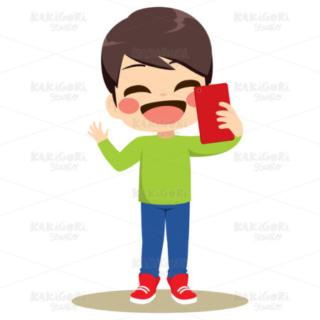 Child Smartphone Selfie Clipart Vector Illustration 04461