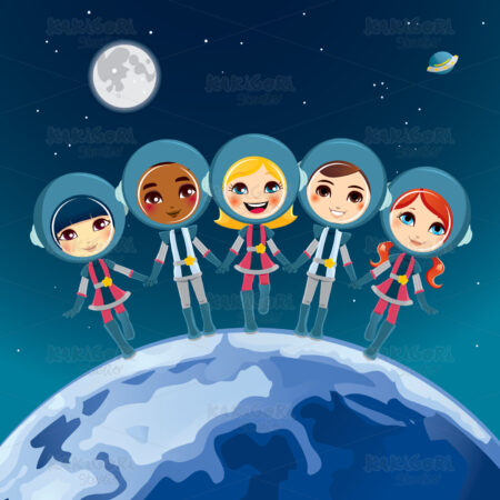 Children Astronaut Dream Clipart Vector Illustration 00879
