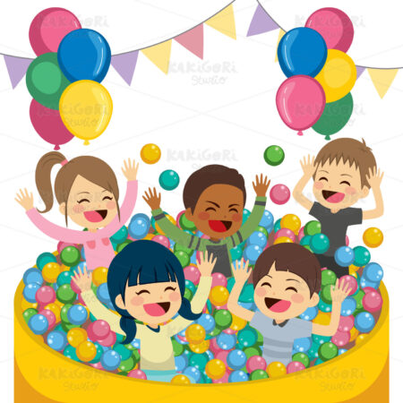 Children Balls Pool Clipart Vector Illustration 03562