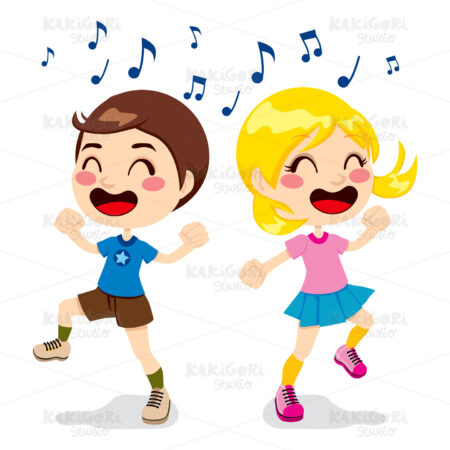 Children Dancing Clipart Vector Illustration 00936