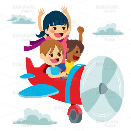 Children Imagination Plane Fun Clipart Vector Illustration 03464