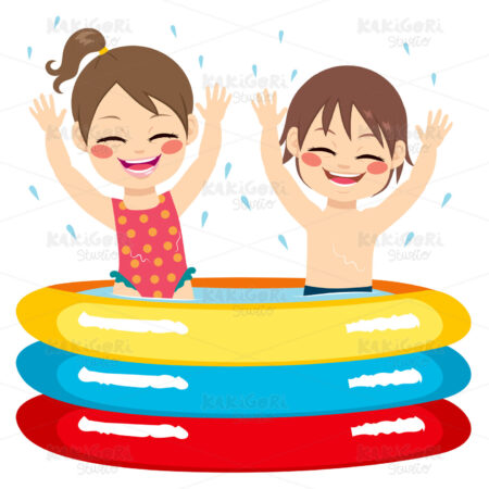 Children Inflatable Pool Clipart Vector Illustration 02642