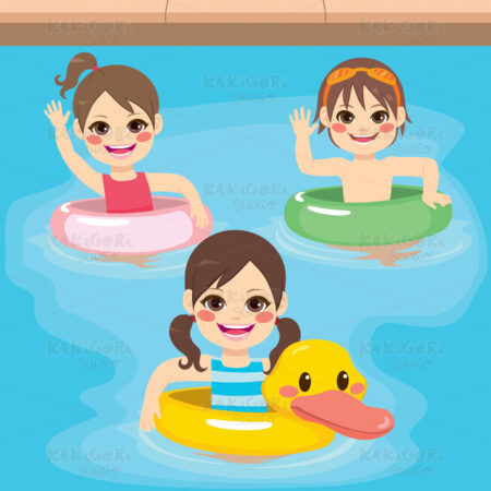 Children Inflatable Swimming Clipart Vector Illustration 03542