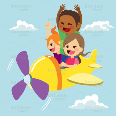 Children Plane Fun Clipart Vector Illustration 03441