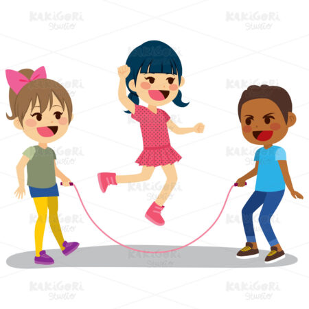 Children Playing Rope Clipart Vector Illustration 03455