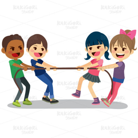 Children Rope Fun Clipart Vector Illustration 03454