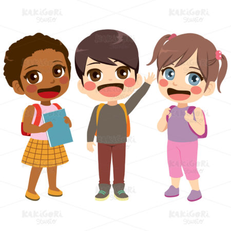 Children Students Standing Clipart Vector Illustration 04237