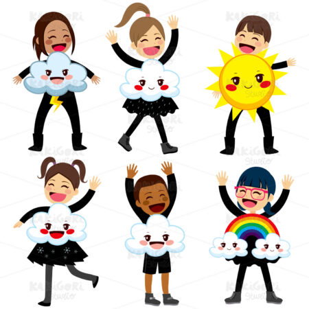 Children Weather Costume Clipart Vector Illustration 02700