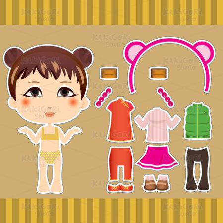 Chinese Fashion Girl Clipart Vector Illustration 00366