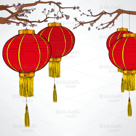 Chinese Red Lanter New Year Clipart Vector Illustration 01923