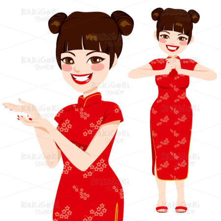 Chinese Traditional Woman Clipart Vector Illustration 01631