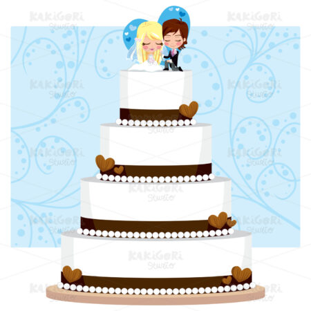 Chocolate Wedding Cake Clipart Vector Illustration 00353