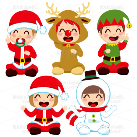 Christmas Baby Costumes Clipart Vector Illustration 01004
