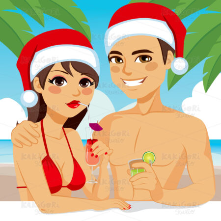 Christmas Cocktail Beach Clipart Vector Illustration 03058