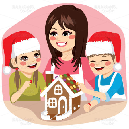 Christmas Cooking Family Clipart Vector Illustration 03850