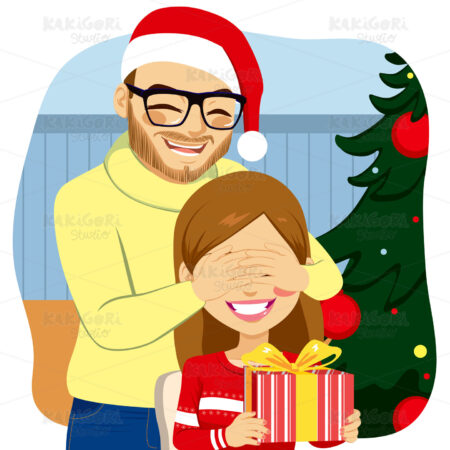 Christmas Gift Giving Clipart Vector Illustration 03147