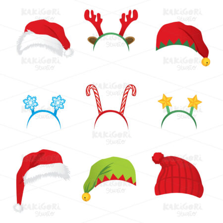 Christmas Headbands And Hats Clipart Vector Illustration 04475